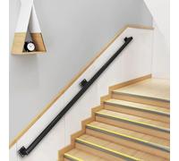 Modern Handrails for Indoor Steps Wall Mount, 1ft-20ft Metal Staircase Railing Hand Rail for Stairs Wrought Iron Banister Black Square Pipe Handrail with Wall Mount Suppo,13.1ft
