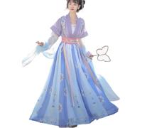 Modern Hanfu Dress Outfit Elegant Mid Calf Sheer Wide Sleeve Ancient Chinese Costume Traditional Flowy Hanfu