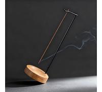 Modern Hanging Incense Holder with Ash Catcher - Elegant Metal and Oak Wood Burner for Sticks - Zen Home Decor for Meditation & Relaxation