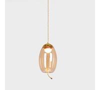 Modern Hanging Lighting Fixture with Amber Glass Lampshade, Nordic Pendant Lights Modern Lantern Lighting, Kitchen Island Mini Chandelier Bedroom E27 Suspension Lamp (Size : Oval)