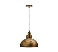 Modern Hanging Pendant light Fitting, Industrial Single Loft Ceiling Adjustable Lamp Retro Shiny Metal Large Light Shade, E27 Base 1m Pendant Living room, Kithcen Island (Yellow Brass, Arrican - 26cm)