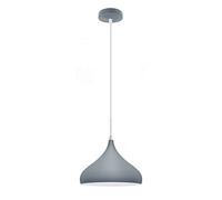 Modern Hanging Pendant Light Fitting, Industrial Single Loft Ceiling Adjustable Lamp with Retro Shiny Metal Large Light Shade, E27 Base 1m Pendant for Living Room, Kithcen Island, Bedroom (Grey)