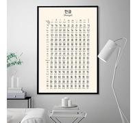 Modern Hangul Chart Wall Pictures Korean Alphabet Learning Pictures Art Prints Children's Room Decoration, Canvas Pictures Posters and Prints Wall Art Bedroom Frameless (50 x 80 cm, 2)
