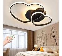 Modern Heart Acrylic LED Dimmable Ceiling Light for Kids Room Remote Control Cartoon Chandelier for Boys and Girls Indoor Bedroom Decor Lamp Black