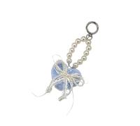 Modern Heart Shape Keychain Decorated With Lace Pattern And Pearls Accent Fashionable Bag Decoration Beaded Keyring Plush Bag Accessory For Women Teens