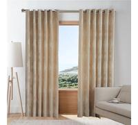 Modern Heavy Jacquard Curtain Pair Eyelet Ring Top Pair Curtains Windows & Door Curtains (Beige, 90 x 90 Inch)