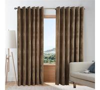 Modern Heavy Jacquard Curtain Pair Eyelet Ring Top Pair Curtains Windows & Door Curtains (Coffee, 66 x 90 Inch)
