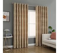 Modern Heavy Jacquard Curtain Pair Eyelet Ring Top Pair Curtains Windows & Door Curtains (Gold, 46 x 72 Inch)