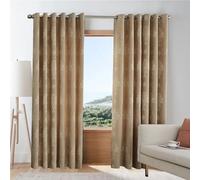 Modern Heavy Jacquard Curtain Pair Eyelet Ring Top Pair Curtains Windows & Door Curtains (Gold, 90 x 108 Inch)