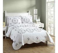 Modern Heirloom Collection Quilt Set, Polyester Cotton, White/Purple, King