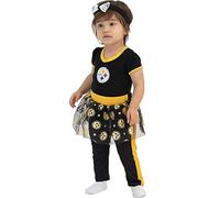 MODERN HERO NFL Official One Piece Bodysuit with Mesh Skirt, Matching Leggings, and Headband (24 Months, Pittsburgh Steelers)