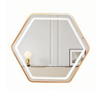 Modern Hexagon LED Bathroom Mirror with Metal e - Lighted Makeup Mirror for Hallway/Entryway d h 50cm (19.7in)