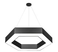Modern Hexagon LED Ceiling Lights 15.7'' Diameter Ceiling Suspended Pendant Lighting Fixture for Dining Room Light Energy Saving Cold White Light Adjustable Height Chandeliers Meeting Room