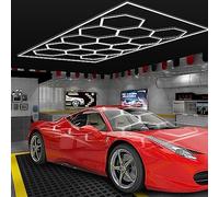 MODERN Hexagon LED Light: 14-Grid Honeycomb System with Border, 720W 86400LM 6500K Daylight for Garage, Car Detailing & Exhibition Hall Lighting
