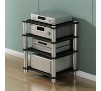 Modern Hi-Fi Audio Rack Stainless Steel Media Stand for TV & Game Consoles 2/3/4 Layer Stereo Cabinet Amplifier & DVD Player Stand (Black H-85cm/33.4in)