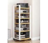 Modern HiFi 6-Tier Rolling Rack Cabinet - Heavy-Du DVD Sto Ma Shelf for Entertainment System Cact Design Black/White Opts Perfect for Home nizat