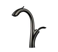Modern High Arc Kitchen Faucet with Pull Down Sprayer Brass Single Handle Hole Commercial Sink for Dual Function Spray Head Easy Installation