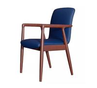 Modern High Back Armchair - Stylish Solid Wood De& Dining Chair for Home Office & Lounge - Comfortable Work Chair in Dark Blue - Versatile Side Chair