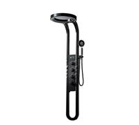Modern High-End Shower Panel System - Rainfall Head, SPA Massage Jets, Waterfall Flow, LED Display, White Finish(Black)