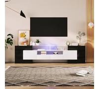 Modern High Gloss LED TV Cabinet - Stylish Entertainment Unit with Open Shelves & Drawers Sl lack Base for Living Room & Bedroom Furniture Contemporary Design