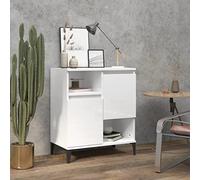 Modern High Gloss White Sideboard - 60x35x70 cm Stylish Book Cabinet & TV Unit Living Room Buffet with Doors & Display Shelf Engineered Wood Furniture