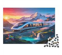 Modern High Speed Train 1000 Piece Jigsaw Puzzle Paper for Adults Mountain Landscape Relax Decompression Family Fun Home Gift 38x26cm/1000pcs