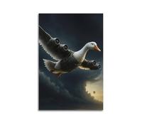 Modern Home Aesthetics Canvas Wall Decor Posters- Animal Poster Duck Equipped with Mechanical Wings Soaring Bravely Through The Sky Full of Adventure Painting 20x30inch(50x75cm) Unframe-style
