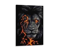 Modern Home Aesthetics Canvas Wall Decor Posters- Animal Poster Lion Surrounded by Flames Full of Dominant And Powerful Vibe Painting 12x18inch(30x45cm) Frame-style