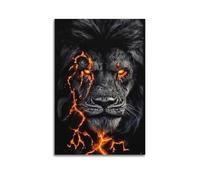 Modern Home Aesthetics Canvas Wall Decor Posters- Animal Poster Lion Surrounded by Flames Full of Dominant And Powerful Vibe Painting 16x24inch(40x60cm) Unframe-style