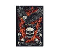 Modern Home Aesthetics Canvas Wall Decor Posters- Halloween Poster Combination Of Eagle And Skull In Flames Is Dominant And Has Festival Atmosphere Halloween Decorations 16x24inch(40x60cm) Unframe-st