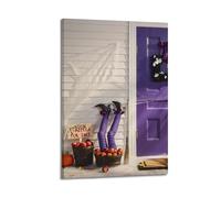 Modern Home Aesthetics Canvas Wall Decor Posters- Halloween Poster Creative Combination Of Witch Legs And Poison Apples Halloween Decorations 12x18inch(30x45cm) Frame-style