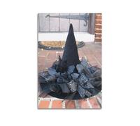 Modern Home Aesthetics Canvas Wall Decor Posters- Halloween Poster Ornately Decorated Black Witch Hat Halloween Decorations 24x36inch(60x90cm) Unframe-style