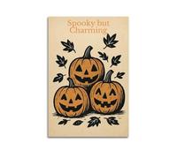 Modern Home Aesthetics Canvas Wall Decor Posters- Halloween Poster The Combination Of Pumpkins And Autumn Leaves Is Classic And Has Festival Atmosphere Halloween Decorations 20x30inch(50x75cm) Unfram