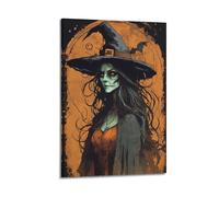 Modern Home Aesthetics Canvas Wall Decor Posters- Halloween Poster Witch Image Is Eerie And Has Festival Atmosphere Halloween Decorations 12x18inch(30x45cm) Frame-style