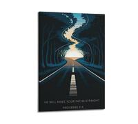 Modern Home Aesthetics Canvas Wall Decor Posters- Religious Poster He Will Make Your Paths Straight. from Proverbs 36 Full of Hopeful And Guiding Vibe Painting 20x30inch(50x75cm) Frame-style