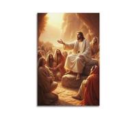 Modern Home Aesthetics Canvas Wall Decor Posters- Religious Poster Jesus Preaching Scene Full of Holy And Solemn Vibe Painting 08x12inch(20x30cm) Unframe-style