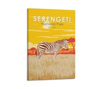 Modern Home Aesthetics Canvas Wall Decor Posters- Travel Poster Serengeti National Park Zebra Scene African Wildlife Painting 08x12inch(20x30cm) Frame-style