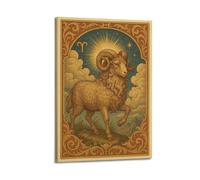 Modern Home Canvas Wall Decor Aesthetic Living Space Posters Animal Poster Aries Mythical Beast Cute And Healing Adding Childlike Fun to Children's Rooms Art 12x18inch(30x45cm) Frame-style
