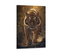 Modern Home Canvas Wall Decor Aesthetic Living Space Posters Animal Poster Tiger Forest Decor Majestic Vibe Creator Painting 20x30inch(50x75cm) Frame-style
