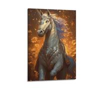 Modern Home Canvas Wall Decor Aesthetic Living Space Posters Animal Poster Unicorn Golden Field Decor Magical Vibe Bringer Painting 08x12inch(20x30cm) Frame-style