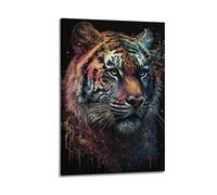 Modern Home Canvas Wall Decor Aesthetic Living Space Posters Art Poster Colorful Tiger Gorgeous Domineering And Super Eye - Catching 12x18inch(30x45cm) Frame-style