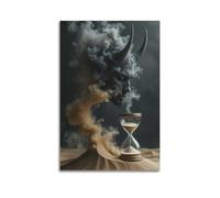 Modern Home Canvas Wall Decor Aesthetic Living Space Posters Character Poster Mysterious Horned Figure with Hourglass Smoke Lingering As If Thinking Fantastical Wall Art 16x24inch(40x60cm) Unframe-sty