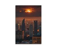 Modern Home Canvas Wall Decor Aesthetic Living Space Posters City Poster City Buildings at Sunset A Canvas Painting 12x18inch(30x45cm) Unframe-style