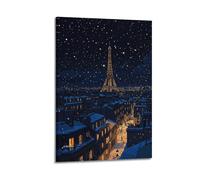 Modern Home Canvas Wall Decor Aesthetic Living Space Posters City Poster Wall Art With Paris Night View Features 08x12inch(20x30cm) Frame-style