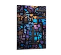 Modern Home Canvas Wall Decor Aesthetic Living Space Posters Creative Poster Colorful Glass Mosaic Full of Artistic Sense 20x30inch(50x75cm) Frame-style