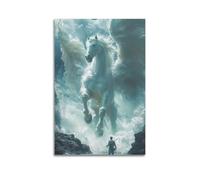 Modern Home Canvas Wall Decor Aesthetic Living Space Posters Creative Poster Dreamy Wall Art Of A White Pegasus Spreading Wings In The Sky 20x30inch(50x75cm) Unframe-style