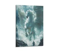 Modern Home Canvas Wall Decor Aesthetic Living Space Posters Creative Poster Dreamy Wall Art Of A White Pegasus Spreading Wings In The Sky 08x12inch(20x30cm) Frame-style