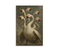 Modern Home Canvas Wall Decor Aesthetic Living Space Posters Fantasy Animal Poster Creative Retro Multi-Headed Goose Design 12x18inch(30x45cm) Unframe-style