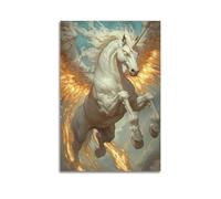 Modern Home Canvas Wall Decor Aesthetic Living Space Posters Fantasy Animal Poster Winged Unicorn Soaring in Golden Light A Dreamy Canvas Painting 08x12inch(20x30cm) Unframe-style