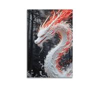 Modern Home Canvas Wall Decor Aesthetic Living Space Posters Fantasy Poster Fire Dragon Forest Decor Epic Vibe Bringer Painting 20x30inch(50x75cm) Unframe-style